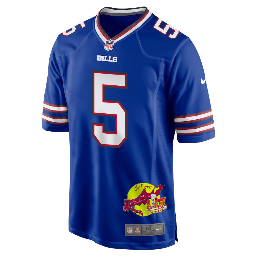 Kaiir Elam 5 Buffalo Bills Super Bowl LIX New Orleans Patch Game Men Jersey - Royal