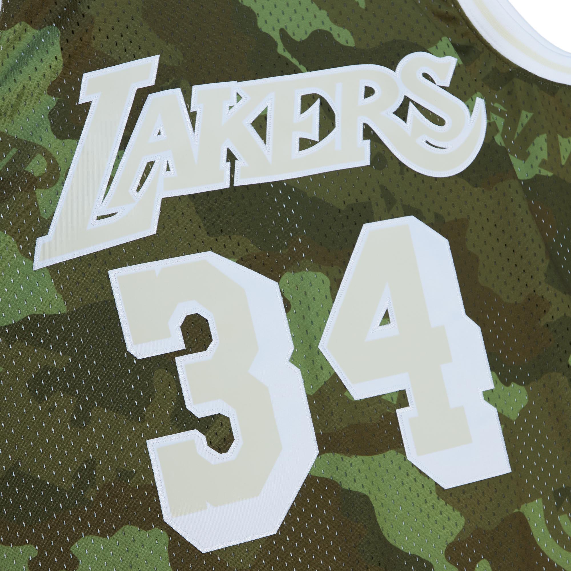 Shaquille O'Neal Los Angeles Lakers Mitchell & Ness Hardwood Classics 1996\/97 Ghost Green Swingman Jersey - Camo