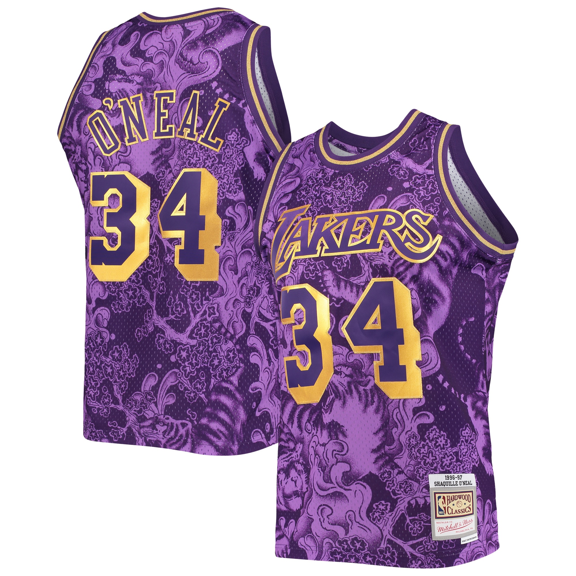 Shaquille O'Neal Los Angeles Lakers Mitchell & Ness Hardwood Classics 1996\/97 Lunar New Year Swingman Jersey - Purple