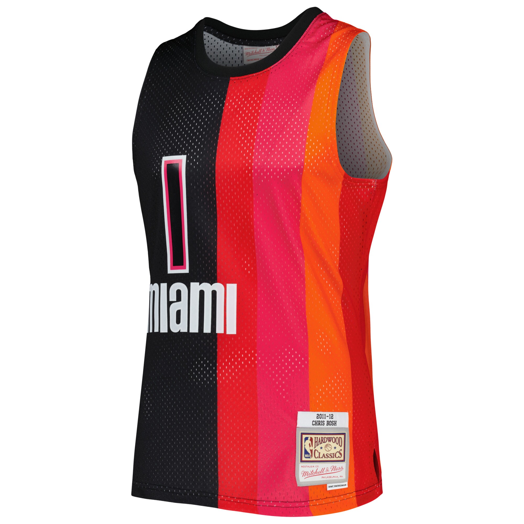 Chris Bosh Miami Heat Mitchell & Ness Hardwood Classics 2011\/12 Split Swingman Jersey - Black\/Red