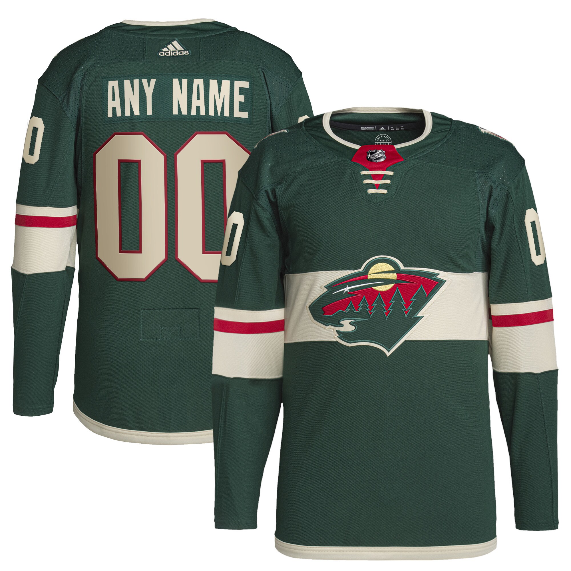 Minnesota Wild adidas Home Primegreen Authentic Custom Jersey - Green