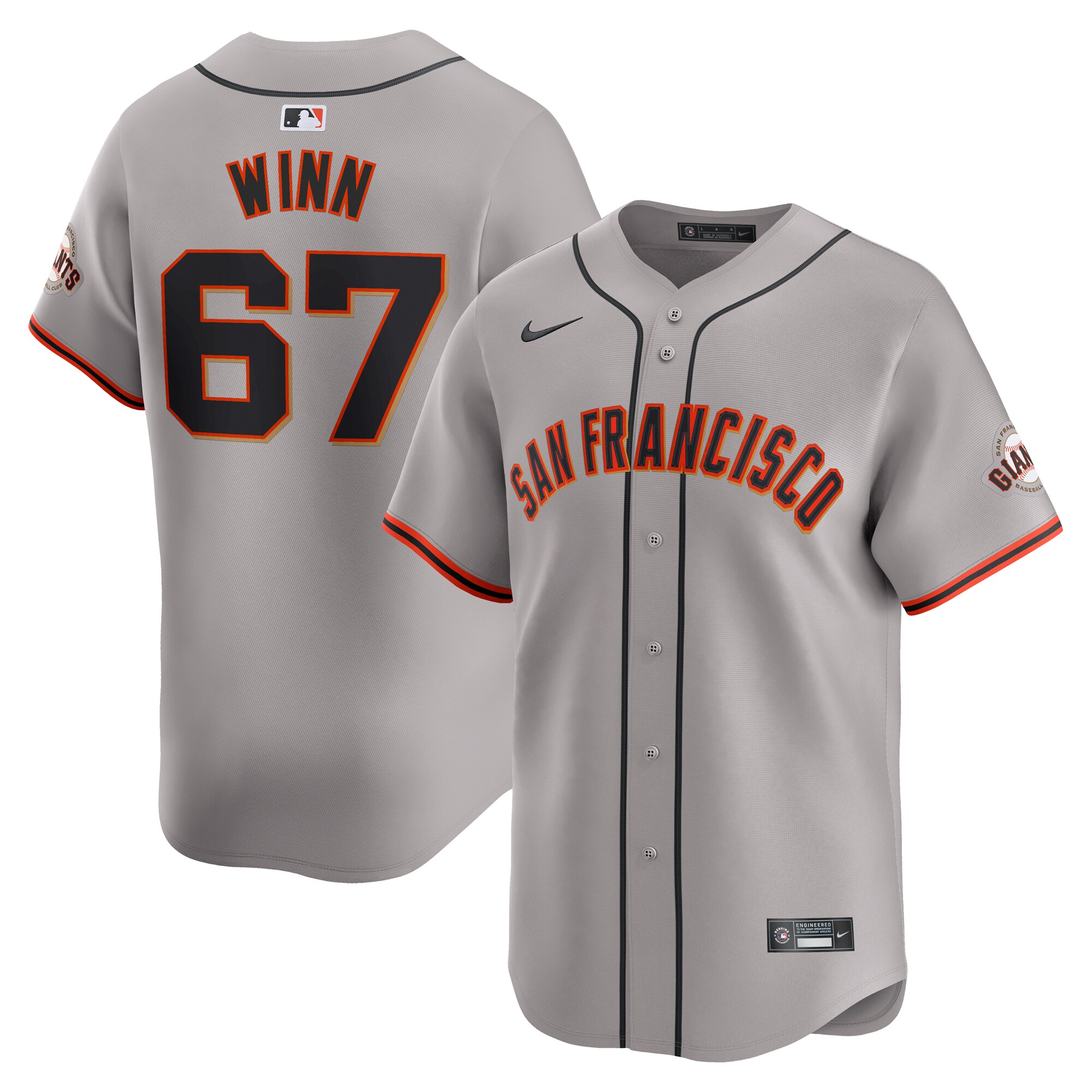 Keaton Winn San Francisco Giants  Away Limited Player Jersey - Gray