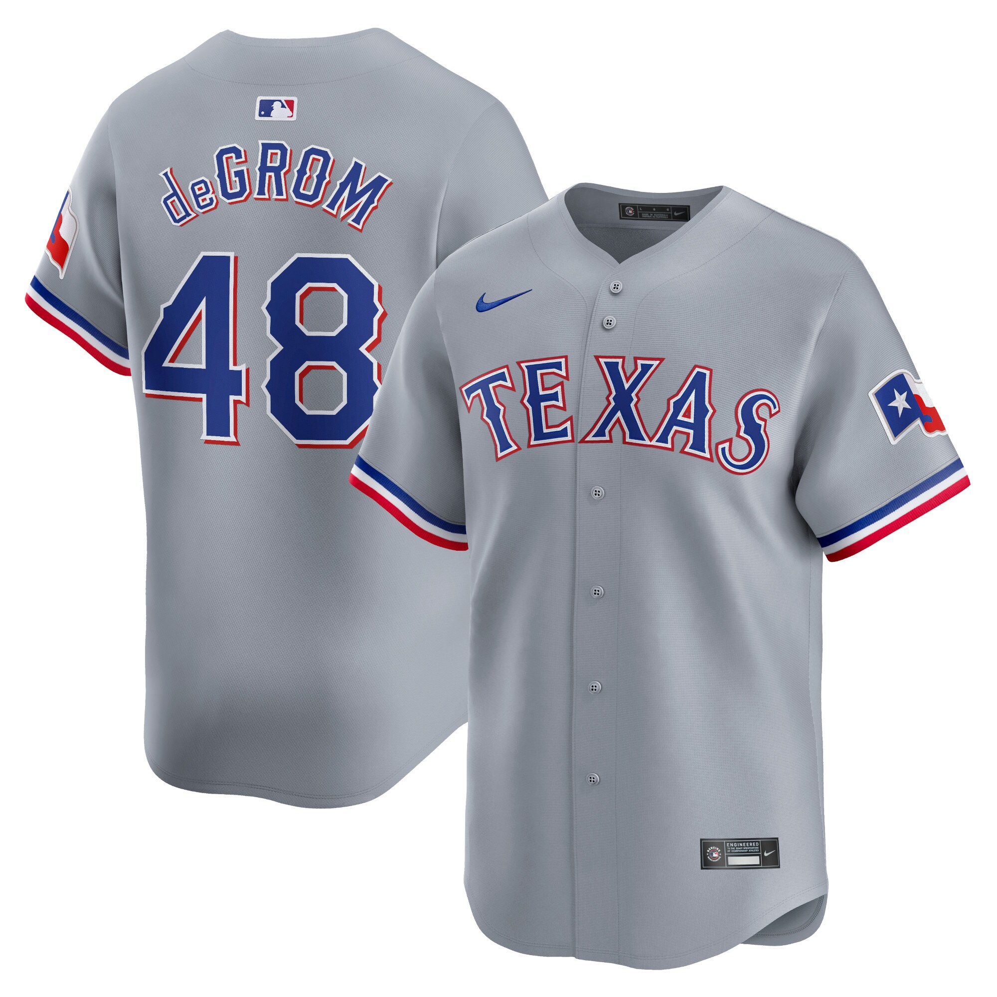 Jacob deGrom Texas Rangers  Away Limited Player Jersey - Gray