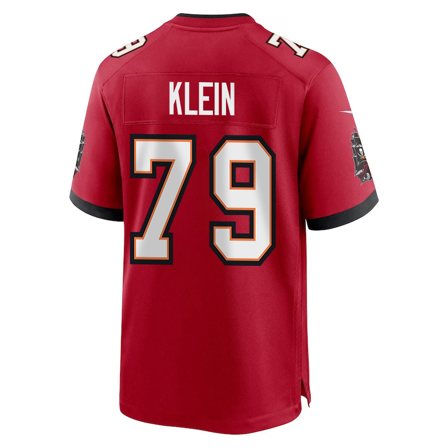 Elijah Klein 79 Tampa Bay Buccaneers Super Bowl LIX New Orleans Patch Game Men Jersey - Red