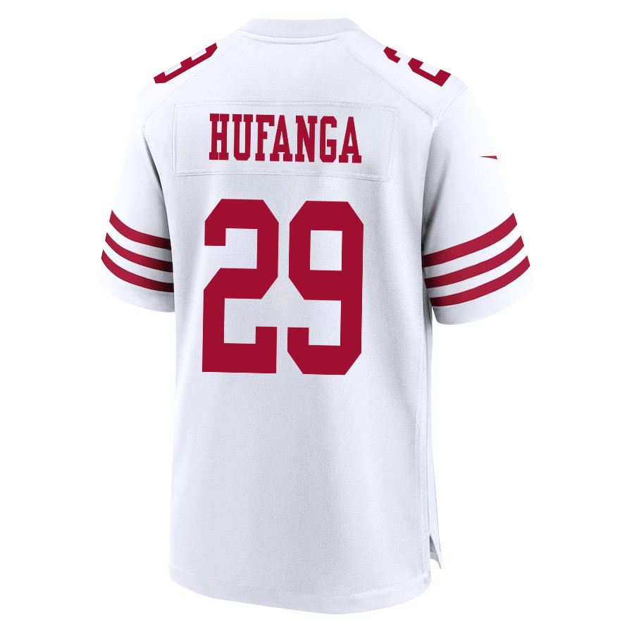 Talanoa Hufanga 29 San Francisco 49ers Super Bowl LVIII Patch Game Men Jersey - White