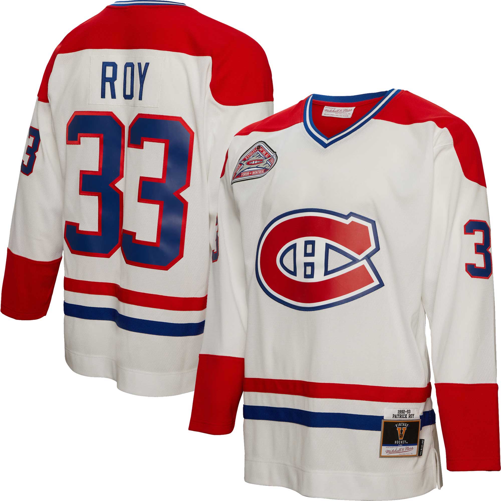 Patrick Roy Montreal Canadiens Mitchell & Ness 1992\/93 Blue Line Player Jersey - White