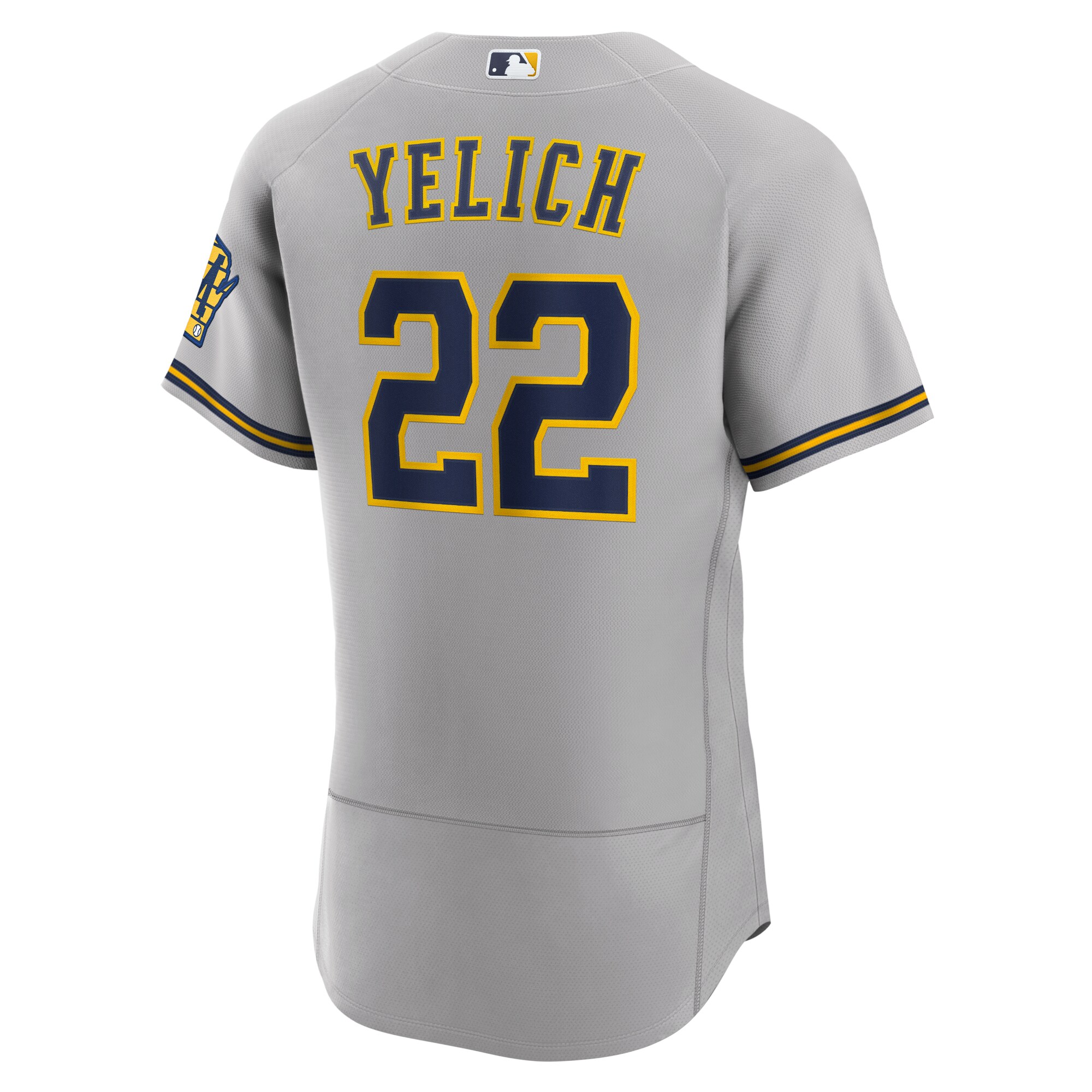 Christian Yelich Milwaukee Brewers  Road Authentic Player Logo Jersey - Gray