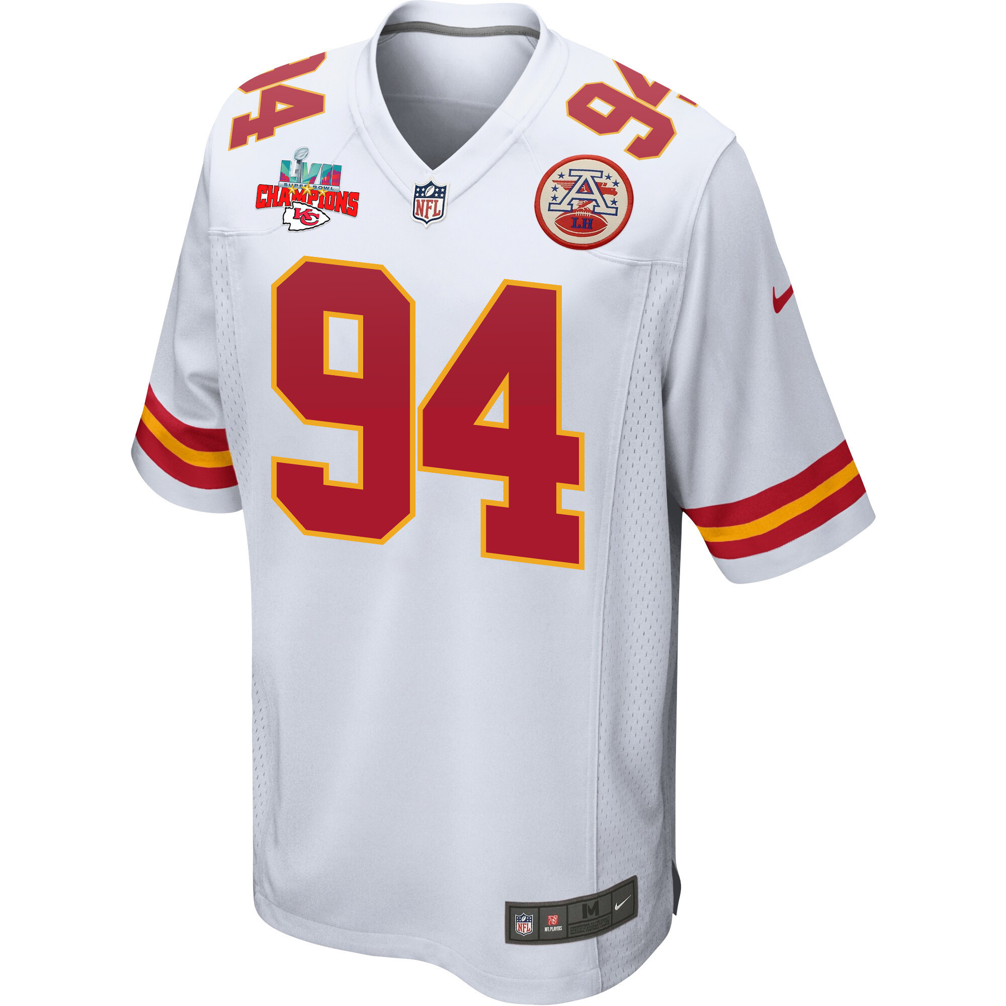 Malik Herring 94 Kansas City Chiefs Super Bowl LVII Champions 3 Stars Men Game Jersey - White