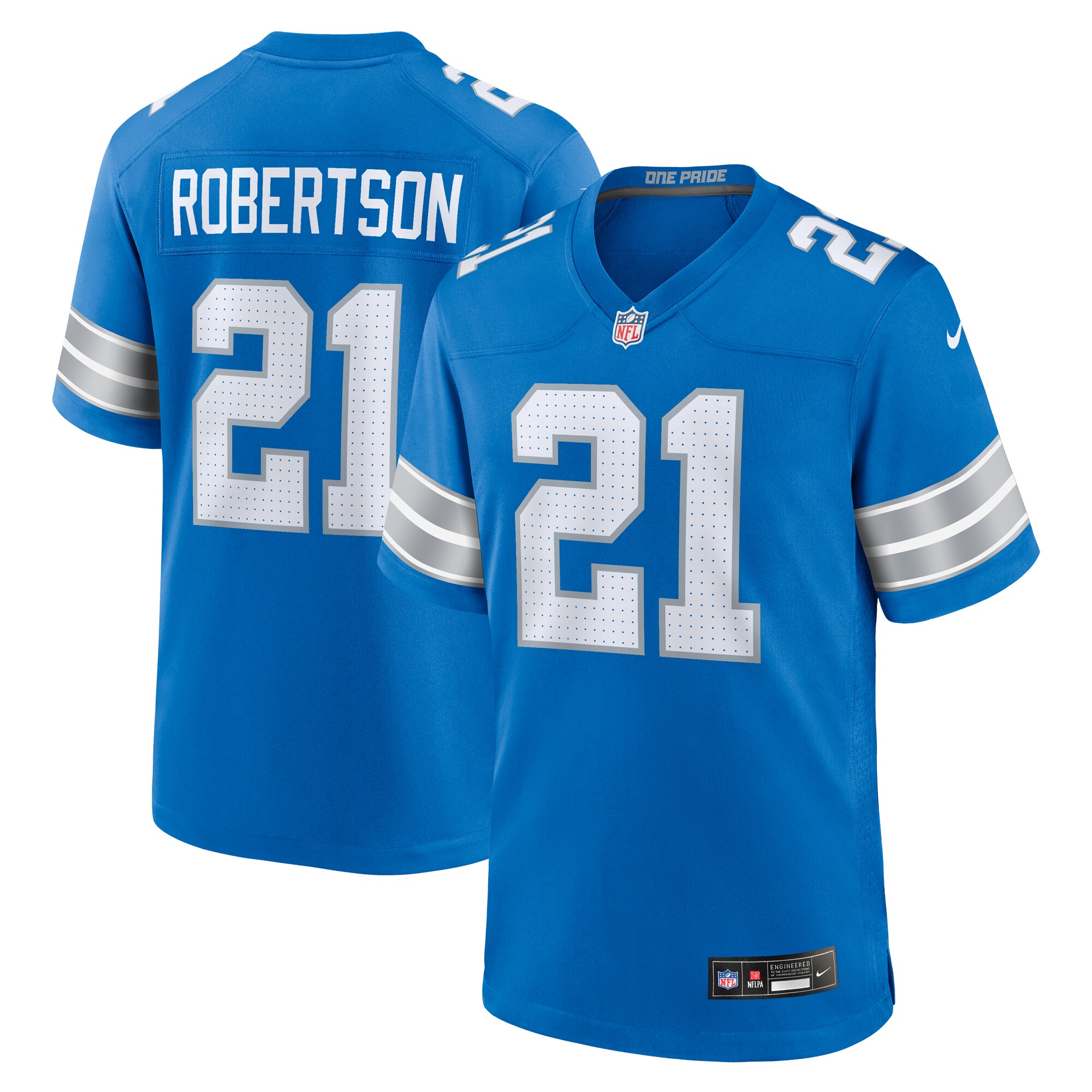 Amik Robertson Detroit Lions  Game Jersey -  Blue