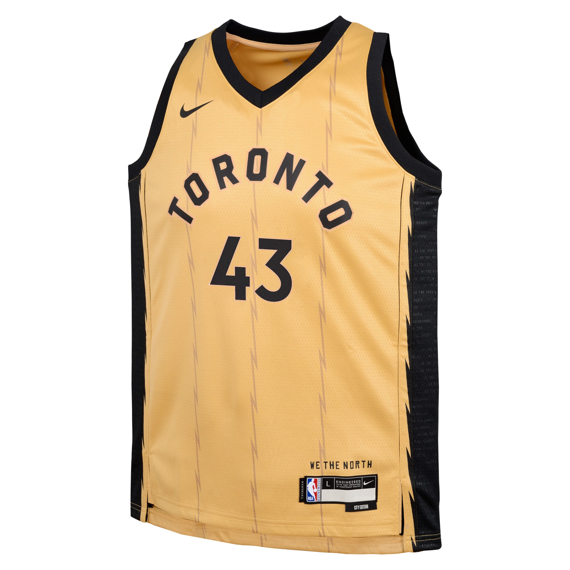 Pascal Siakam Toronto Raptors Youth Swingman Replica Jersey - City Edition - Gold