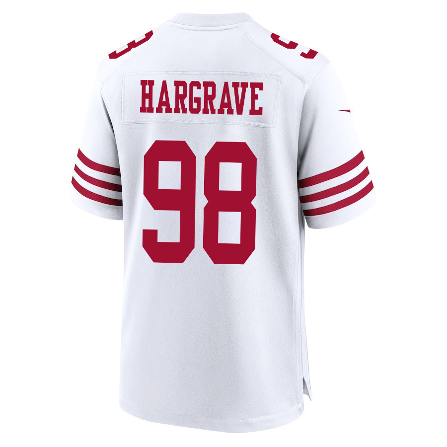 Javon Hargrave 98 San Francisco 49ers Super Bowl LVIII Patch Game Men Jersey - White