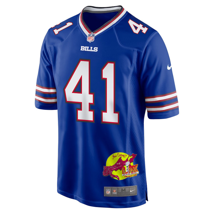 Reggie Gilliam 41 Buffalo Bills Super Bowl LIX New Orleans Patch Game Men Jersey - Royal