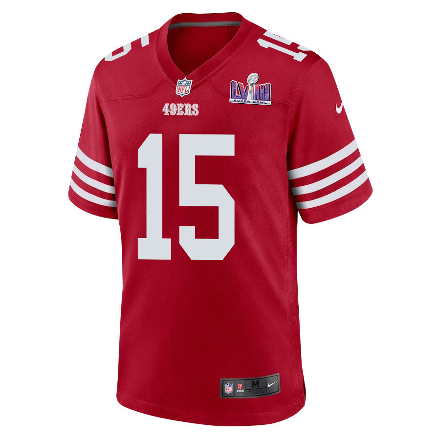 Jauan Jennings 15 San Francisco 49ers Super Bowl LVIII Patch Game Men Jersey - Scarlet