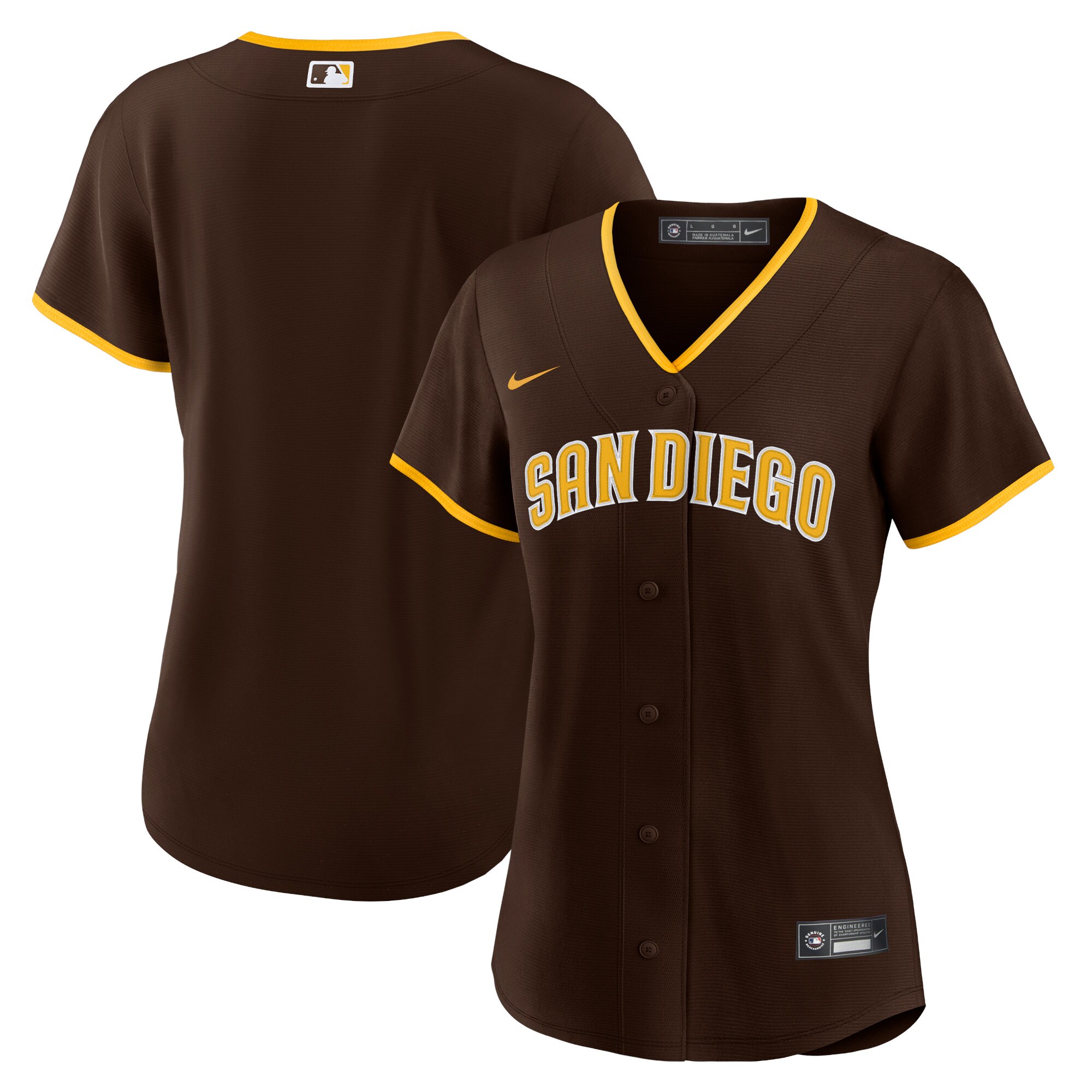 San Diego Padres  Women's Road Replica Team Jersey - Brown