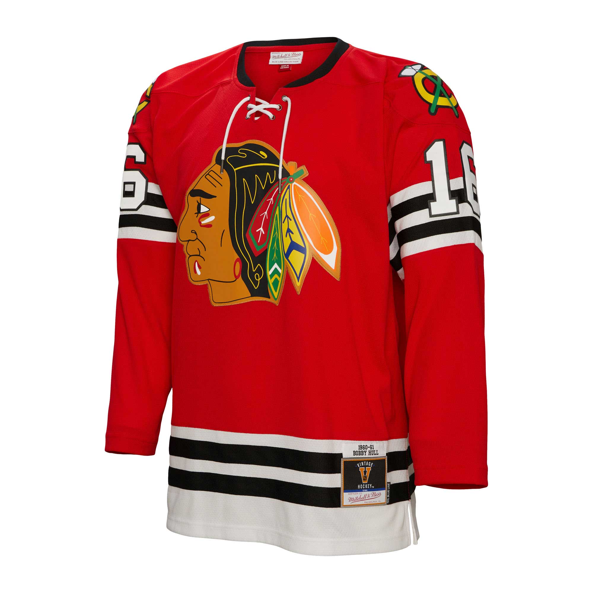Bobby Hull Chicago Blackhawks Mitchell & Ness 1960\/61 Blue Line Player Jersey - Red