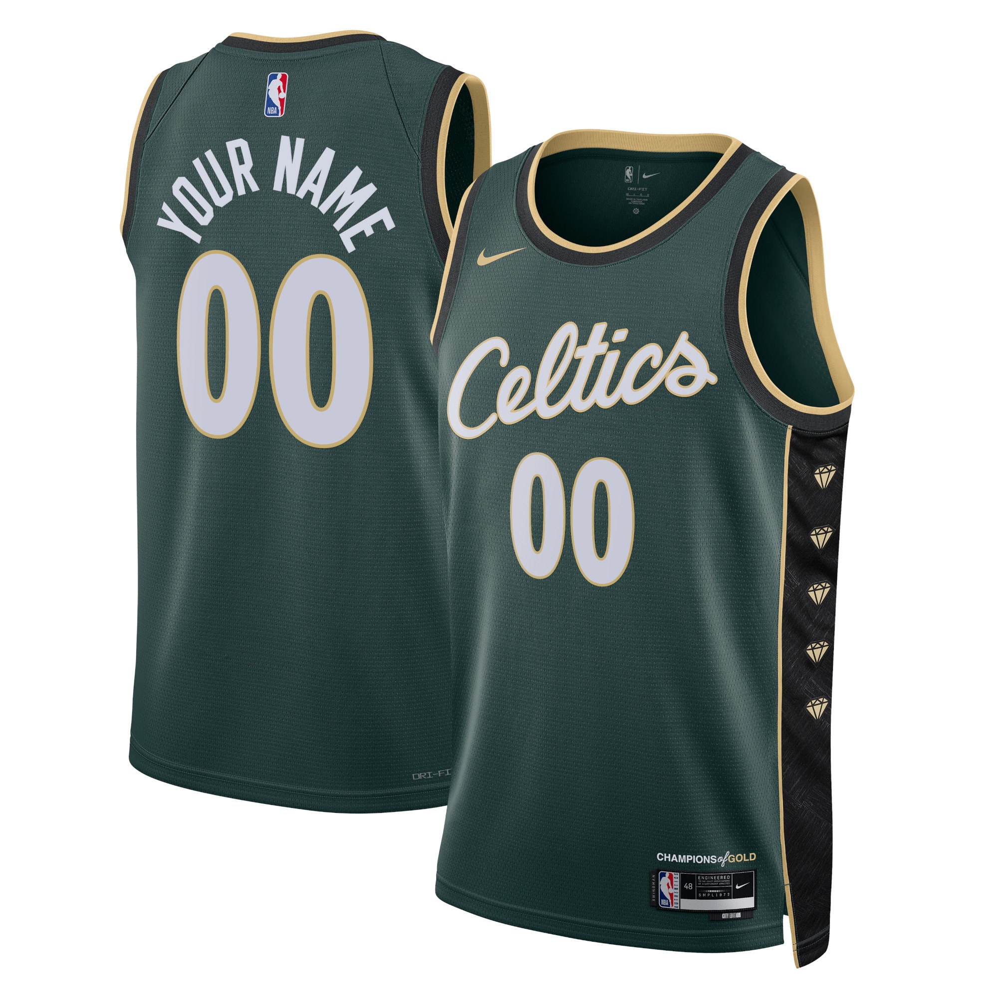 Boston Celtics Unisex 2022\/23 Swingman Custom Jersey - City Edition - Kelly Green