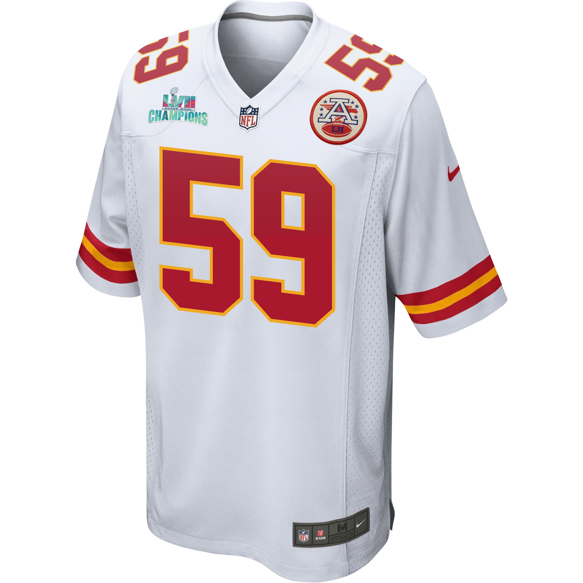 Joshua Kaindoh 59 Kansas City Chiefs Super Bowl LVII Champions Men Game Jersey - White