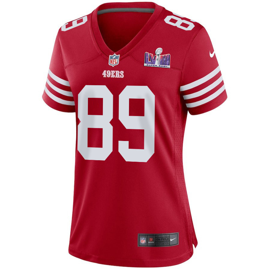 Charlie Woerner 89 San Francisco 49ers Super Bowl LVIII Patch Game Women Jersey - Scarlet