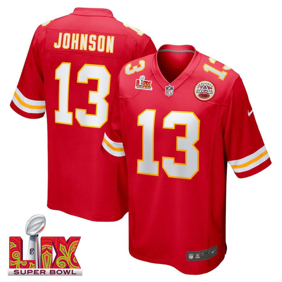 Nazeeh Johnson #13 Kansas City Chiefs Super Bowl LIX Jersey - Men's - Red