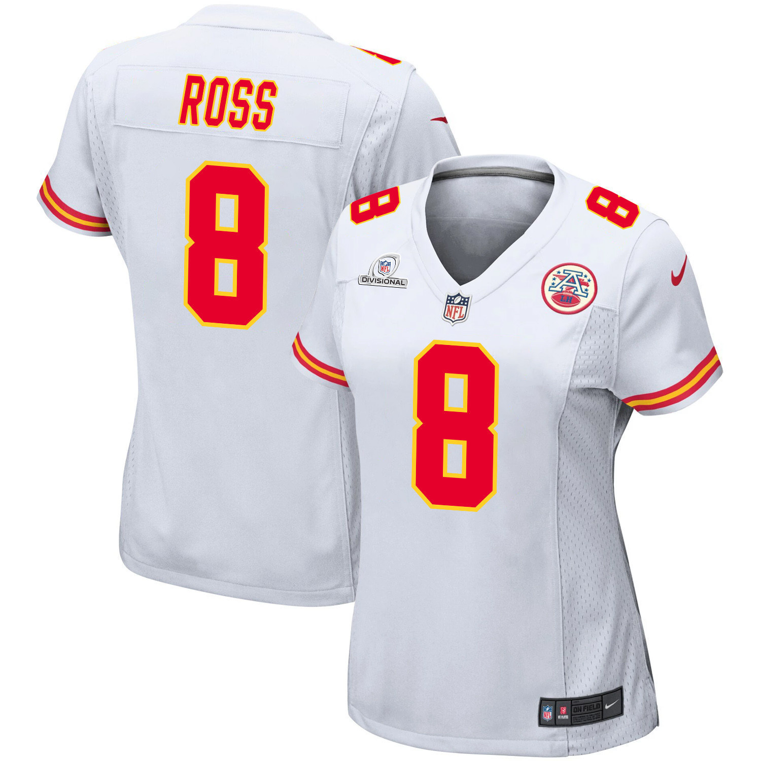 Justyn Ross 8 Kansas City Chiefs Super Bowl LVIII Patch Game Women Jersey - White