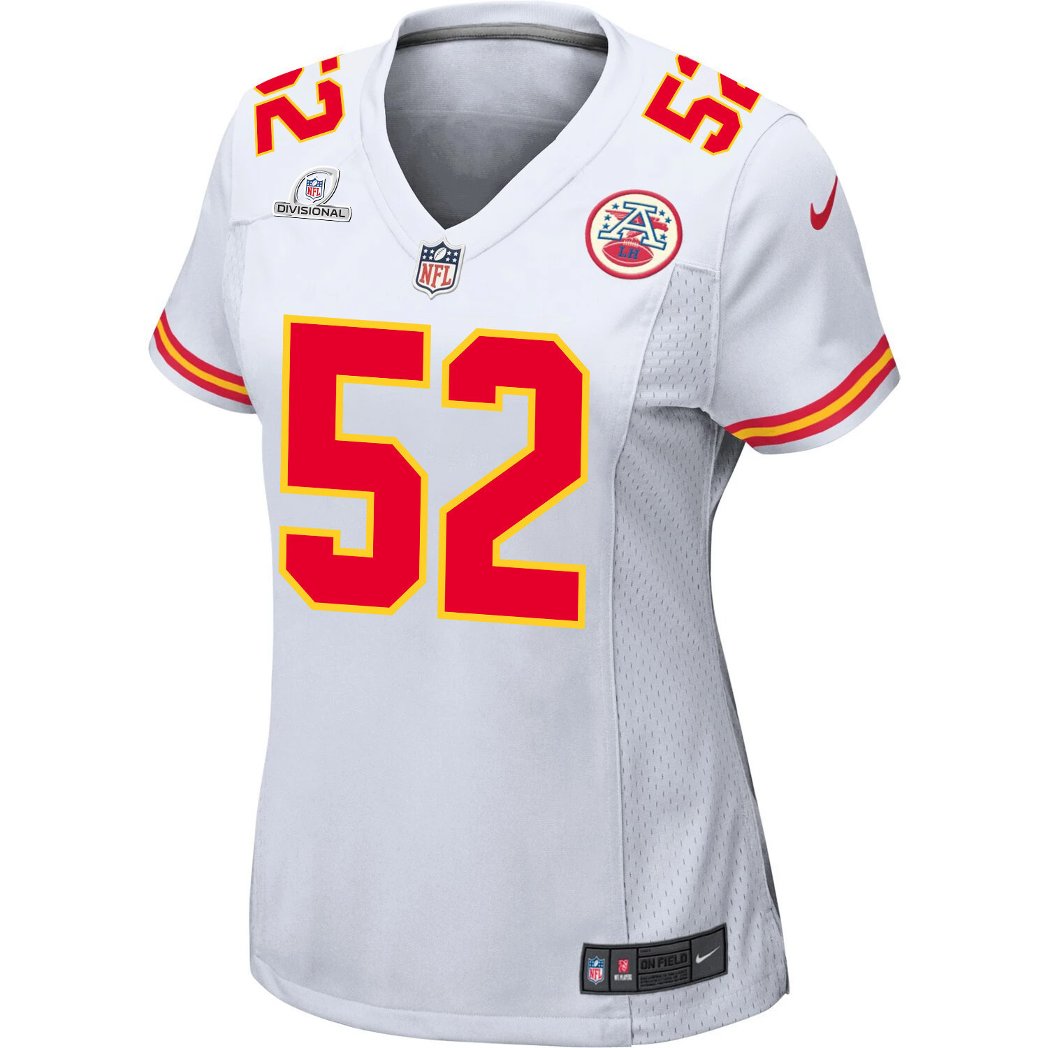 Creed Humphrey 52 Kansas City Chiefs Super Bowl LVIII Patch Game Women Jersey - White