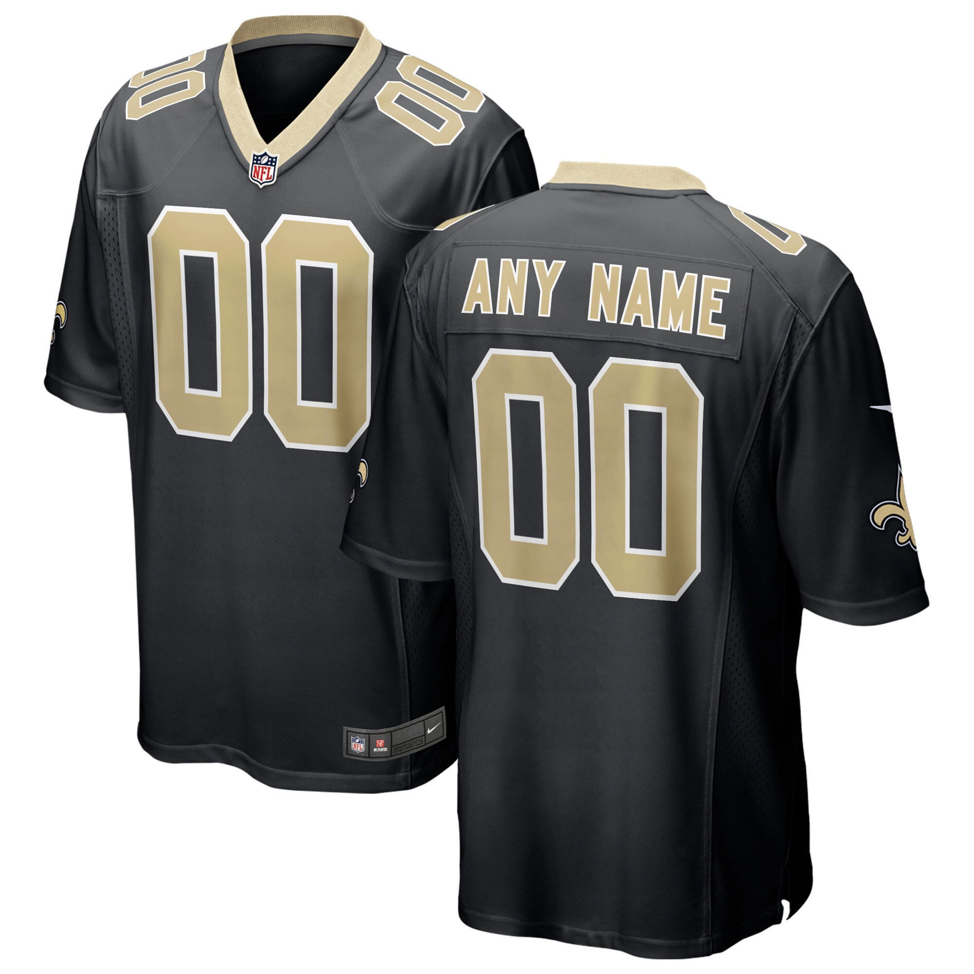 New Orleans Saints  Custom Game Jersey - Black
