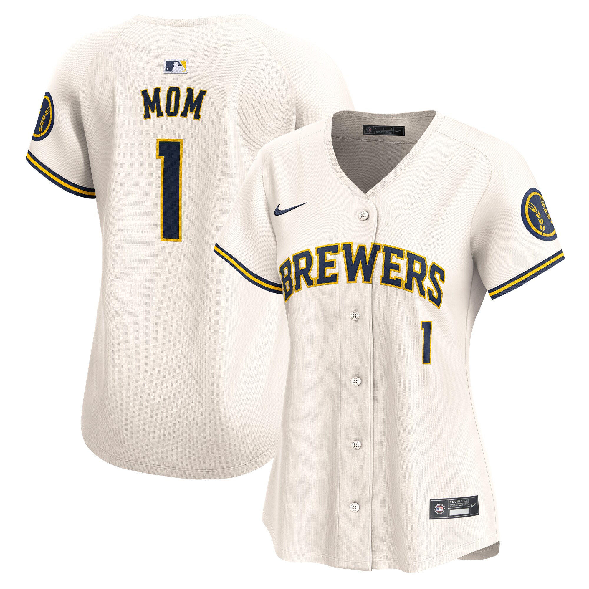 Milwaukee Brewers  Women's #1 Mom Home Limited Jersey - Cream