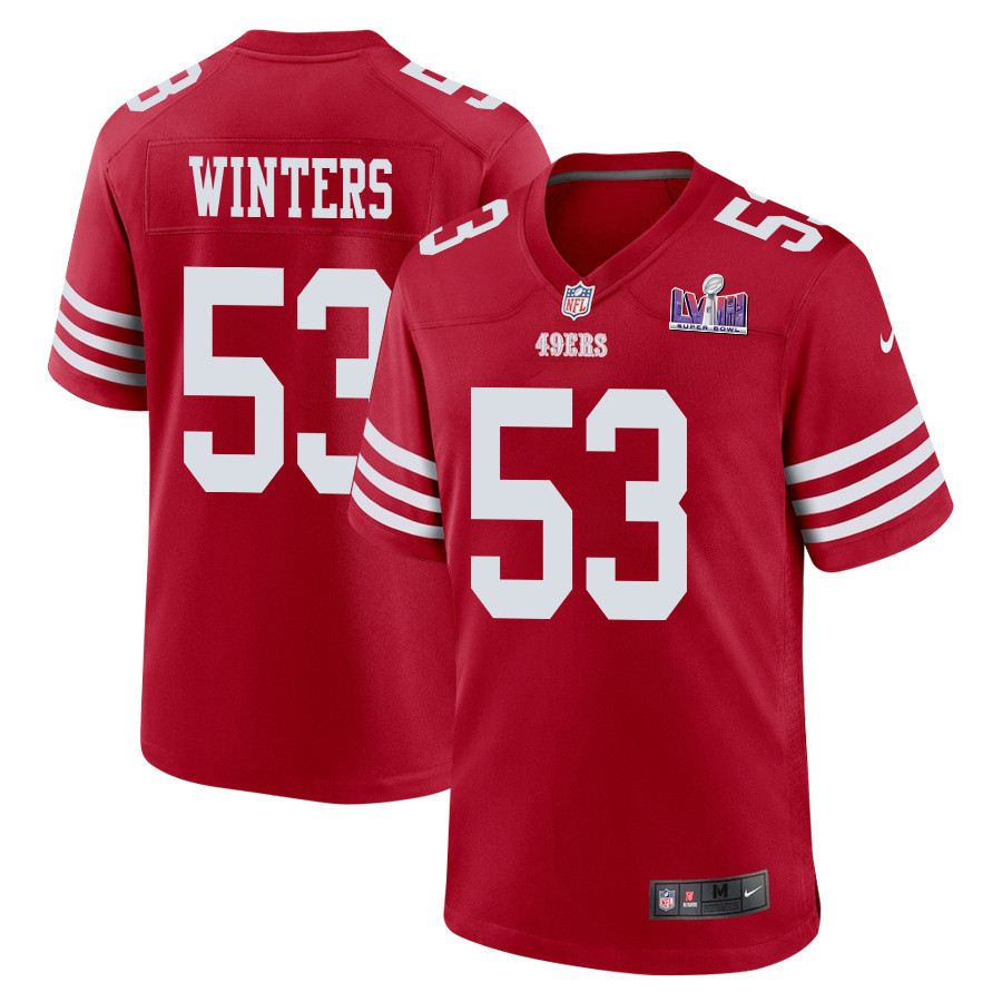 Dee Winters 53 San Francisco 49ers Super Bowl LVIII Patch Game Men Jersey - Scarlet