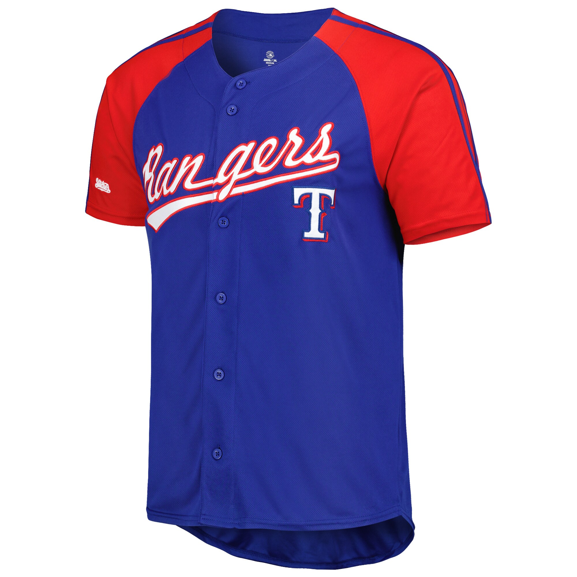 Texas Rangers Stitches Button-Down Raglan Fashion Jersey - Royal