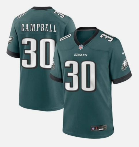 Men's Youth Women's Philadelphia Eagles #30 Jihaad Campbell Green 2025 Draft First Round Pick Game