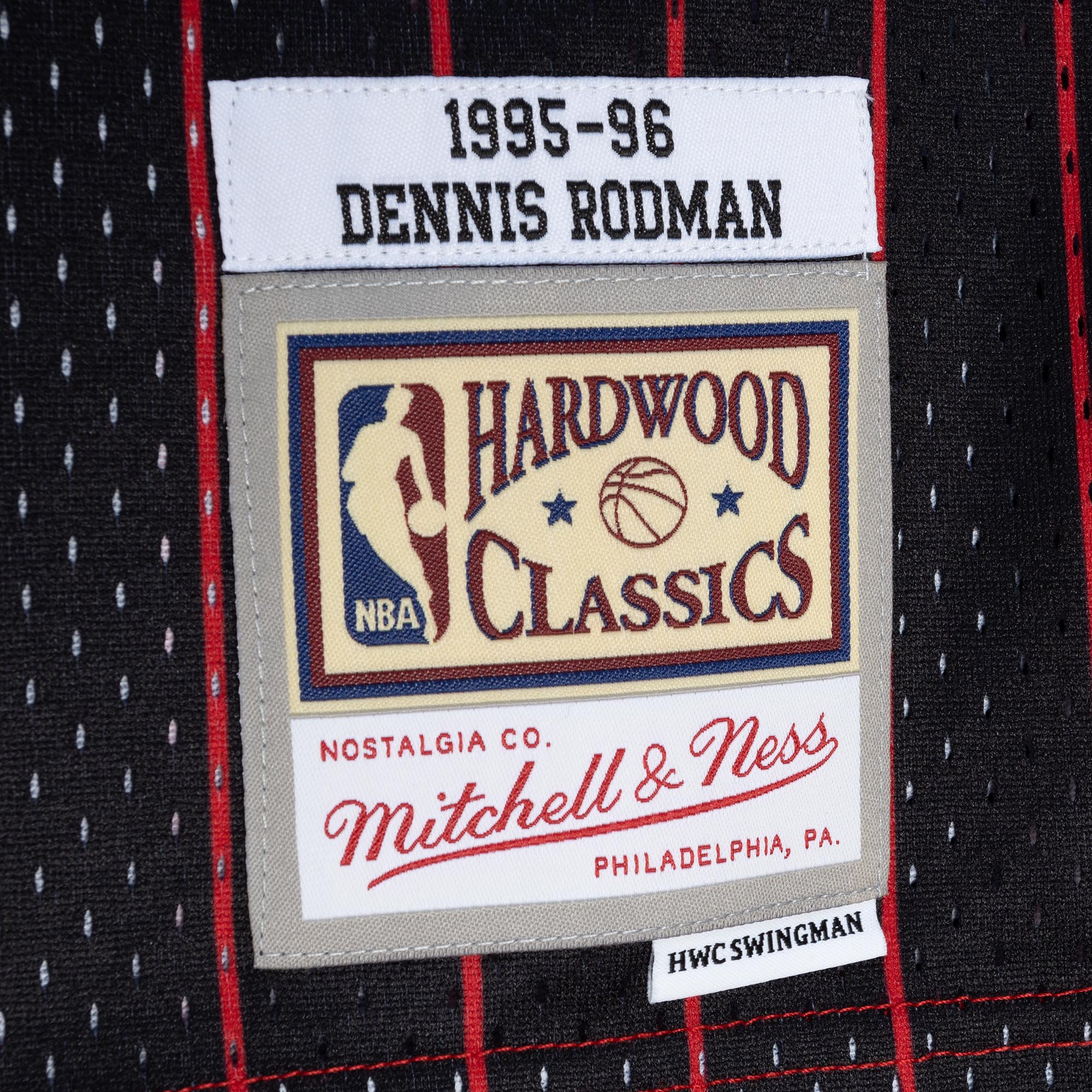 Dennis Rodman Chicago Bulls Mitchell & Ness Hardwood Classics 1995\/96 Split Swingman Jersey - Red\/Black