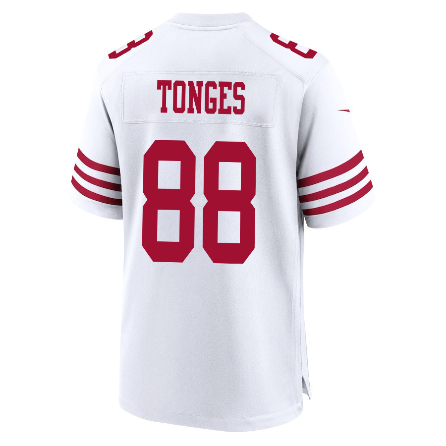 Jake Tonges 88 San Francisco 49ers Super Bowl LVIII Patch Game Men Jersey - White