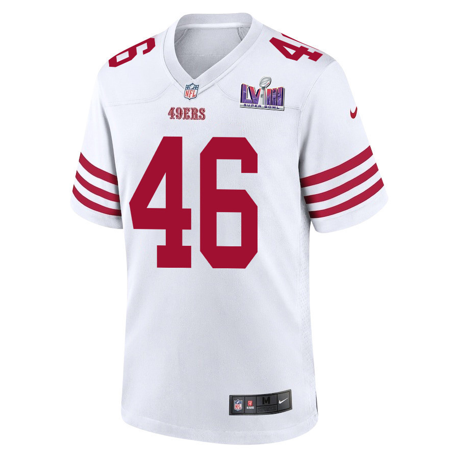 Taybor Pepper 46 San Francisco 49ers Super Bowl LVIII Patch Game Men Jersey - White