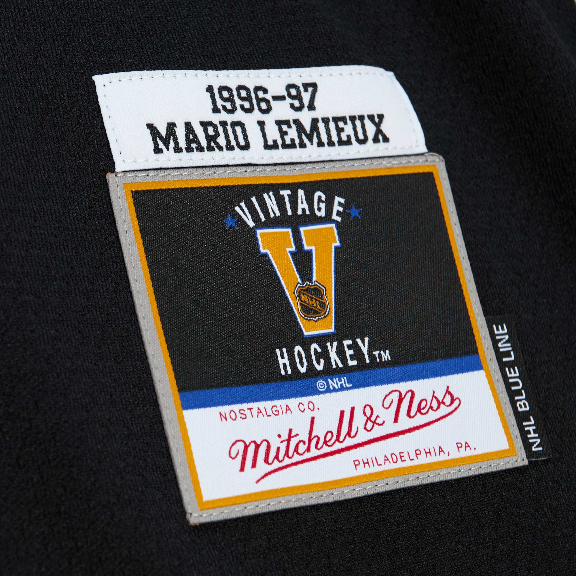 Mario Lemieux Pittsburgh Penguins Mitchell & Ness Captain's Patch 1996\/97 Blue Line Player Jersey - Black