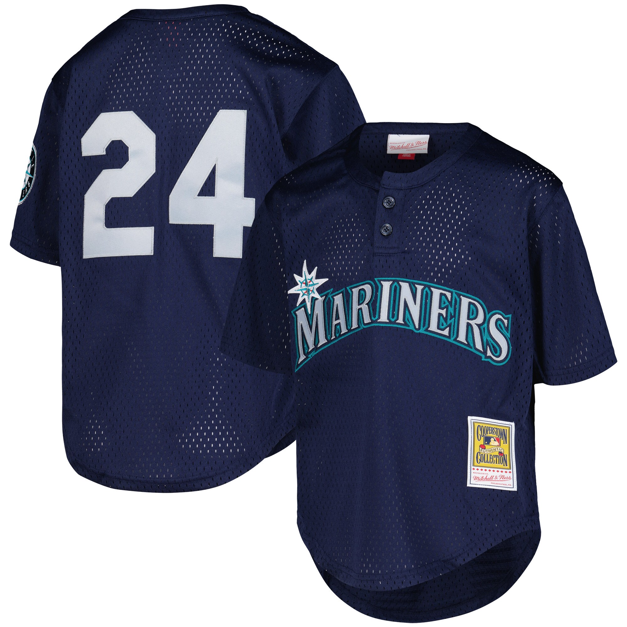 Ken Griffey Jr. Seattle Mariners Mitchell & Ness Youth Cooperstown CollectionMesh Batting Practice Jersey - Navy