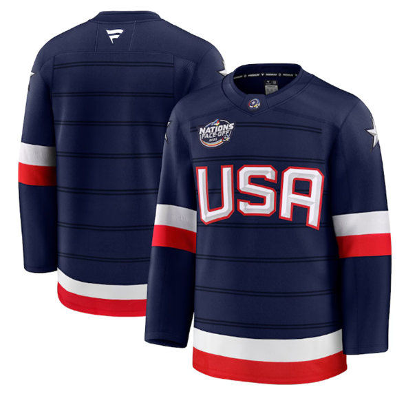 USA Blank Navy 2025 4 Nations Face-Off Stitched Jersey