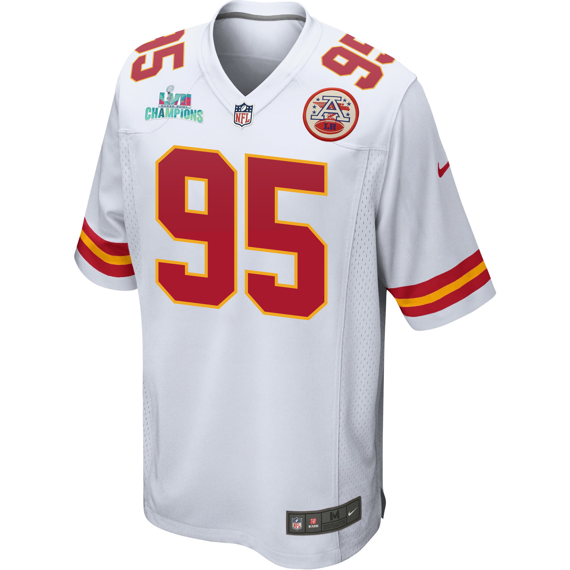 Chris Jones 95 Kansas City Chiefs Super Bowl LVII Champions Men Game Jersey - White