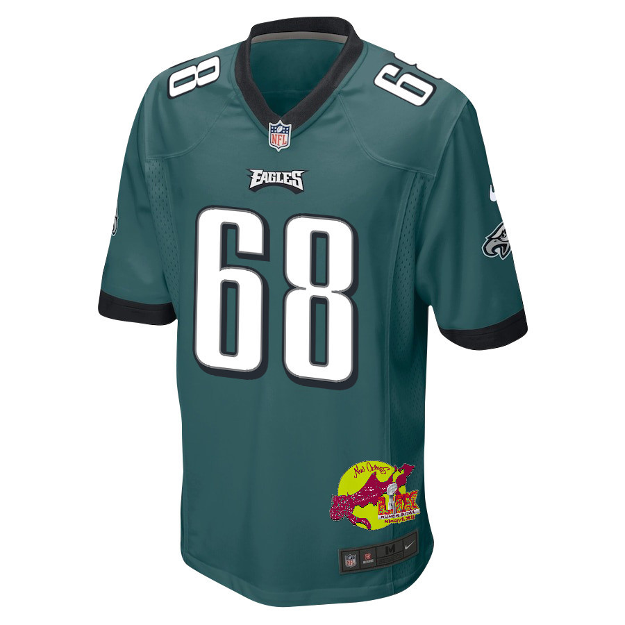 Jordan Mailata 68 Philadelphia Eagles Super Bowl LIX New Orleans Patch Game Men Jersey - Midnight Green