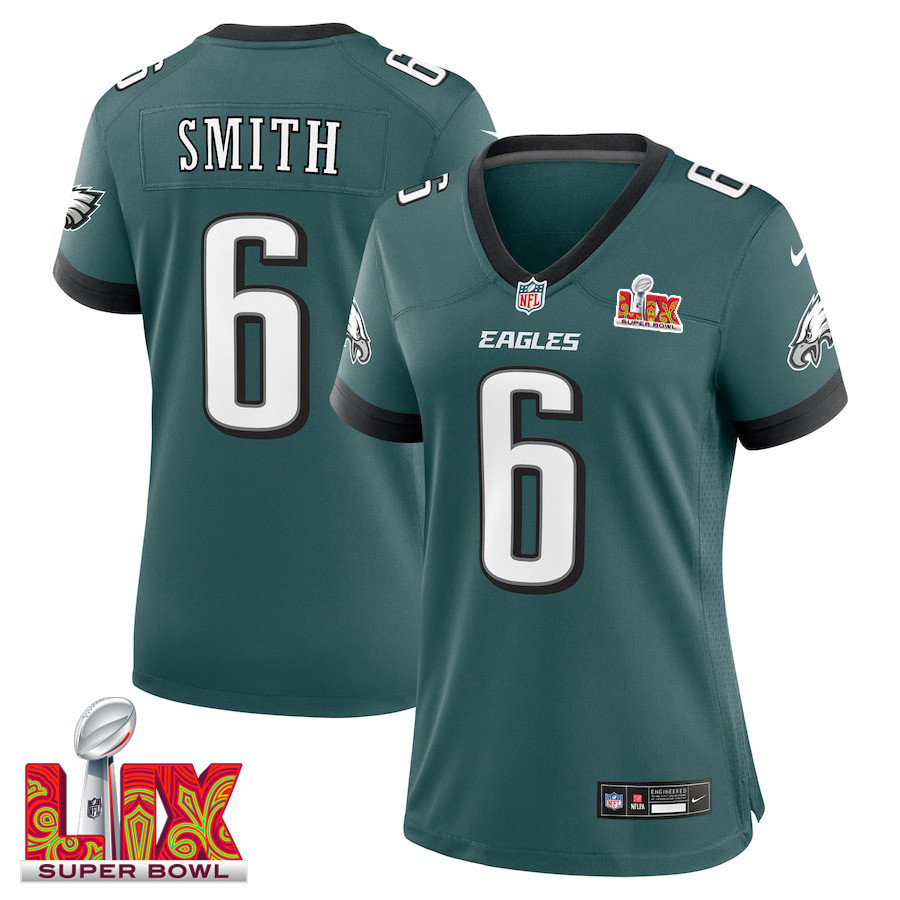 DeVonta Smith #6 Philadelphia Eagles Super Bowl LIX Women's Jersey - Midnight Green