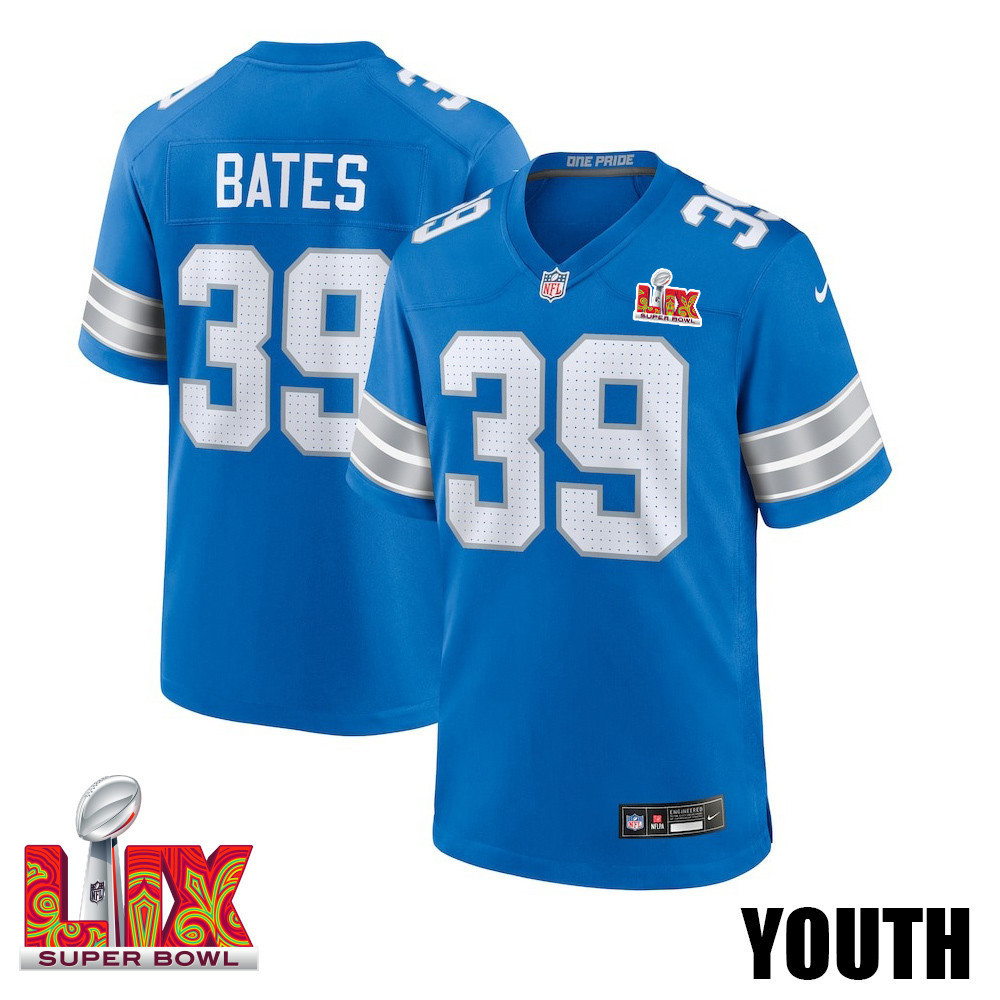 Jake Bates #39 Detroit Lions Super Bowl LIX Jersey - Men's - Blue