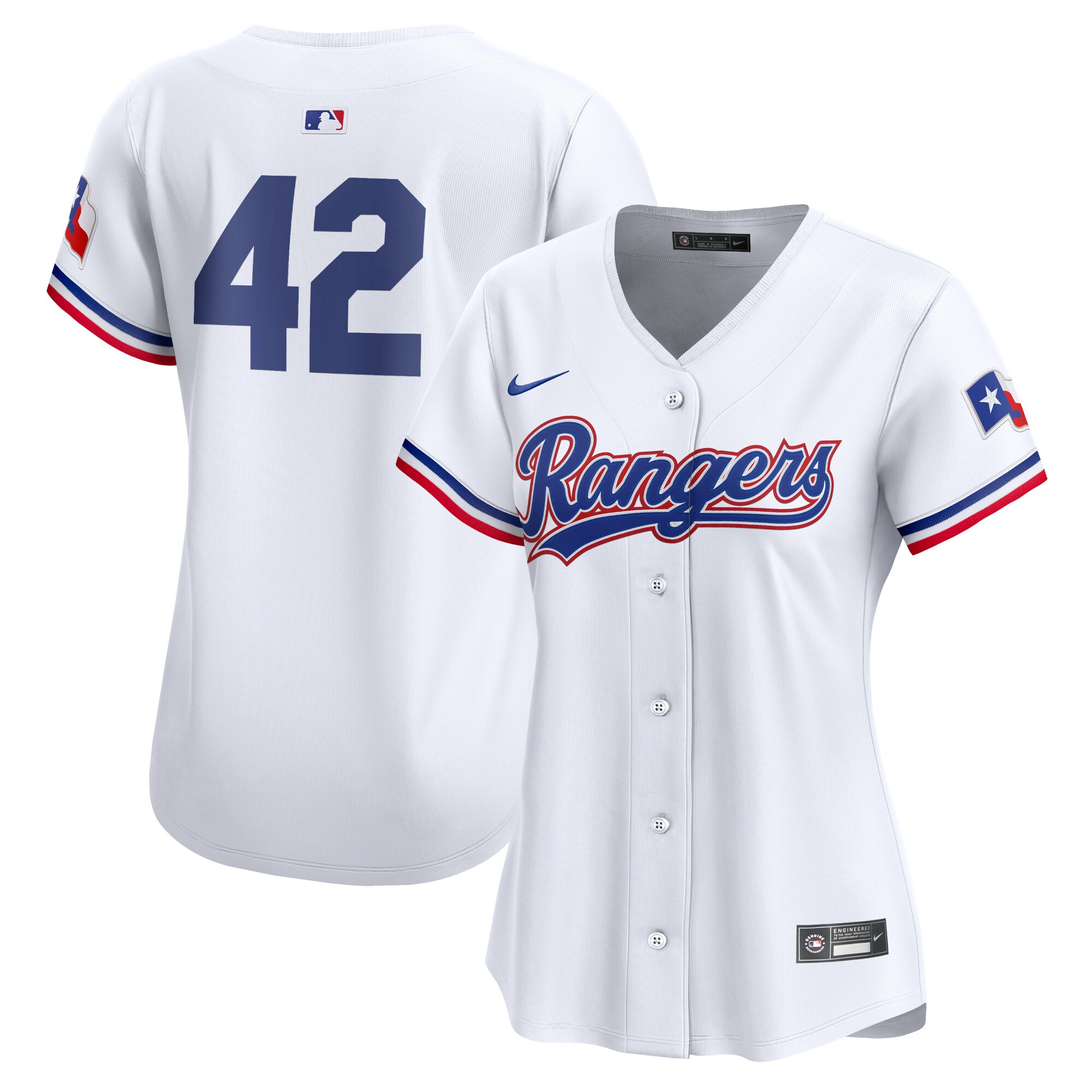 Texas Rangers Women's 2024 Jackie Robinson Day Home Limited Jersey White