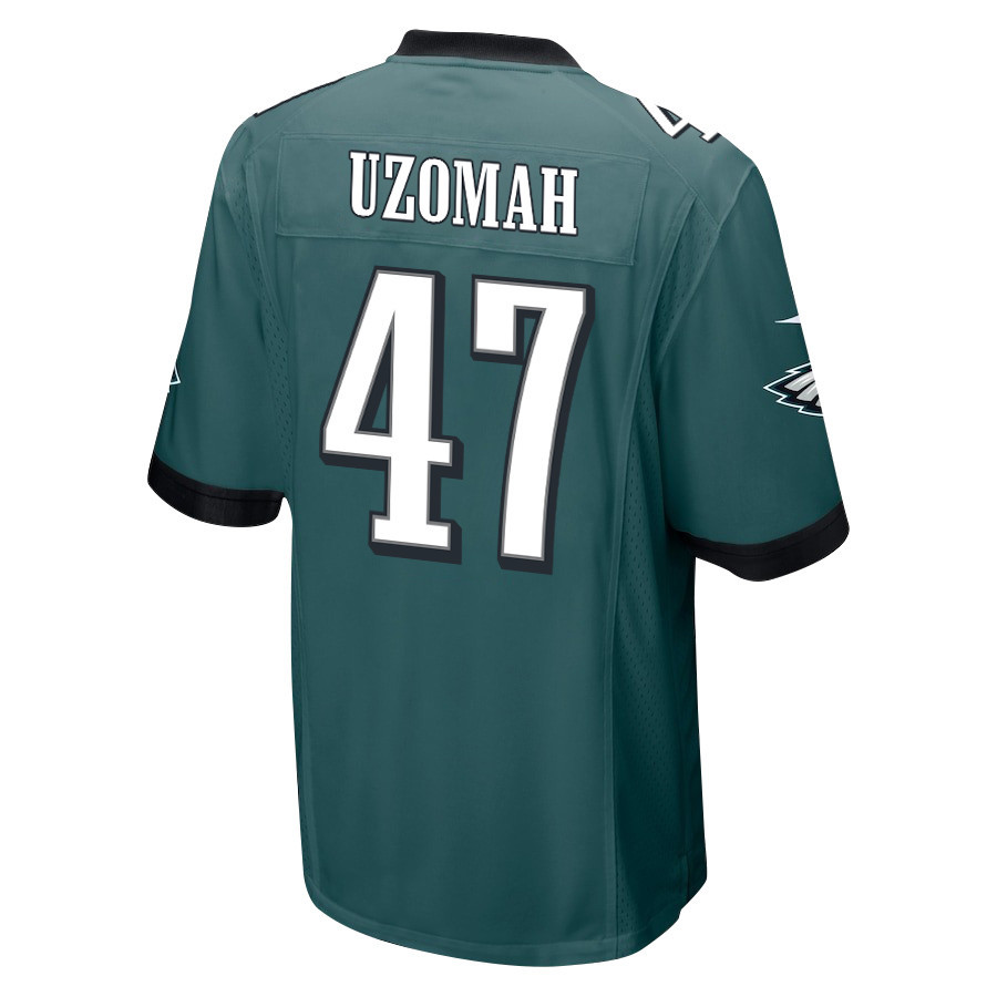 C.J. Uzomah 47 Philadelphia Eagles Super Bowl LIX New Orleans Patch Game Men Jersey - Midnight Green