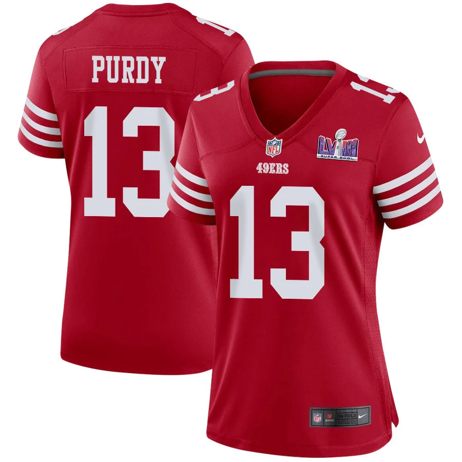 Brock Purdy 13 San Francisco 49ers Super Bowl LVIII Patch Game Women Jersey - Scarlet