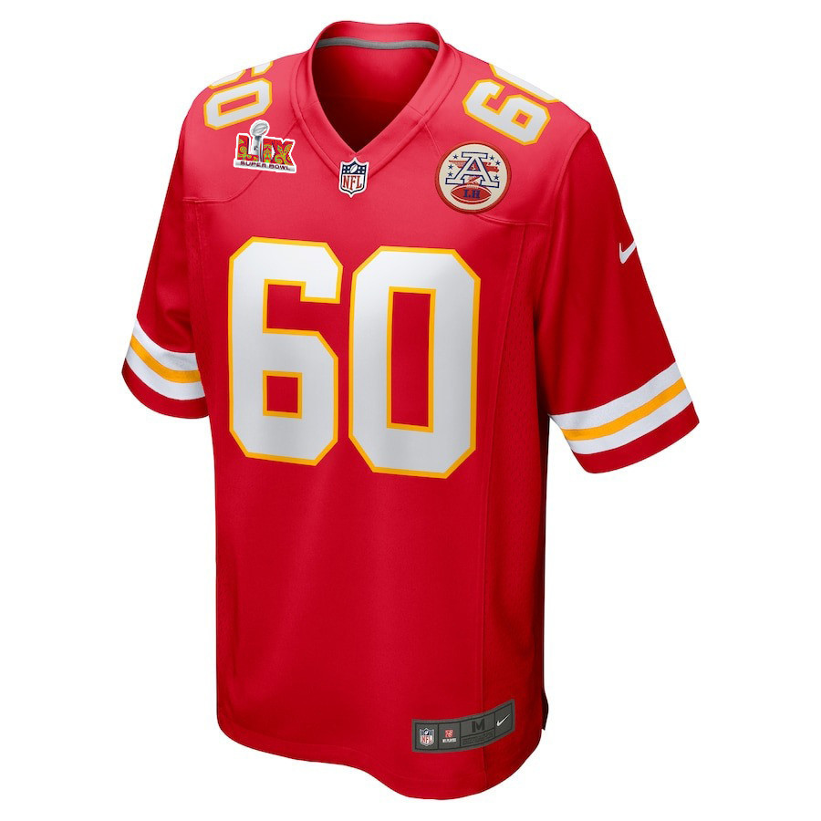 Hunter Nourzad #60 Kansas City Chiefs Super Bowl LIX YOUTH Jersey - Red