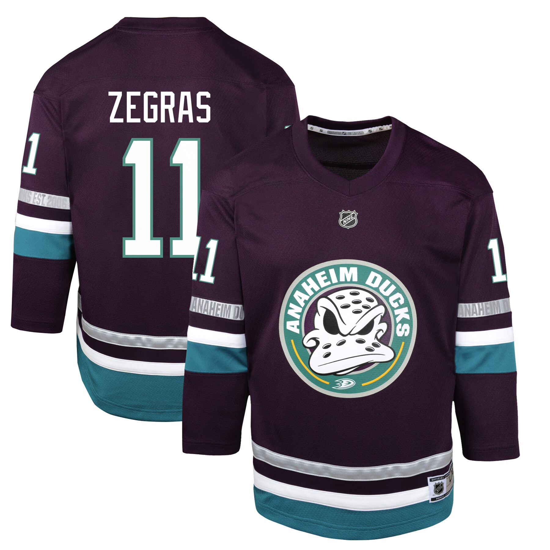 Trevor Zegras Anaheim Ducks Youth 30th Anniversary Replica Player Jersey Purple
