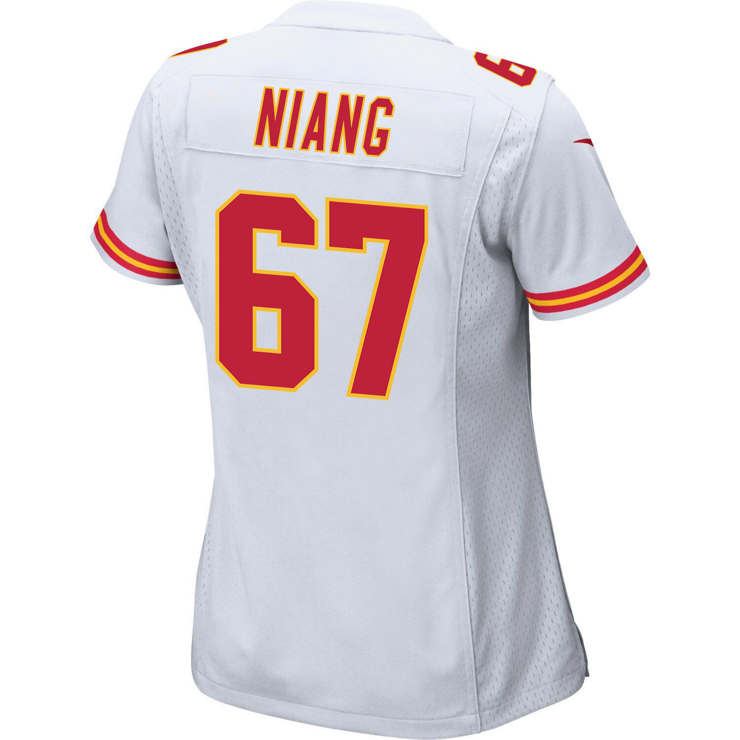 Lucas Niang 67 Kansas City Chiefs Super Bowl LVII Champions 3 Stars Women Game Jersey - White