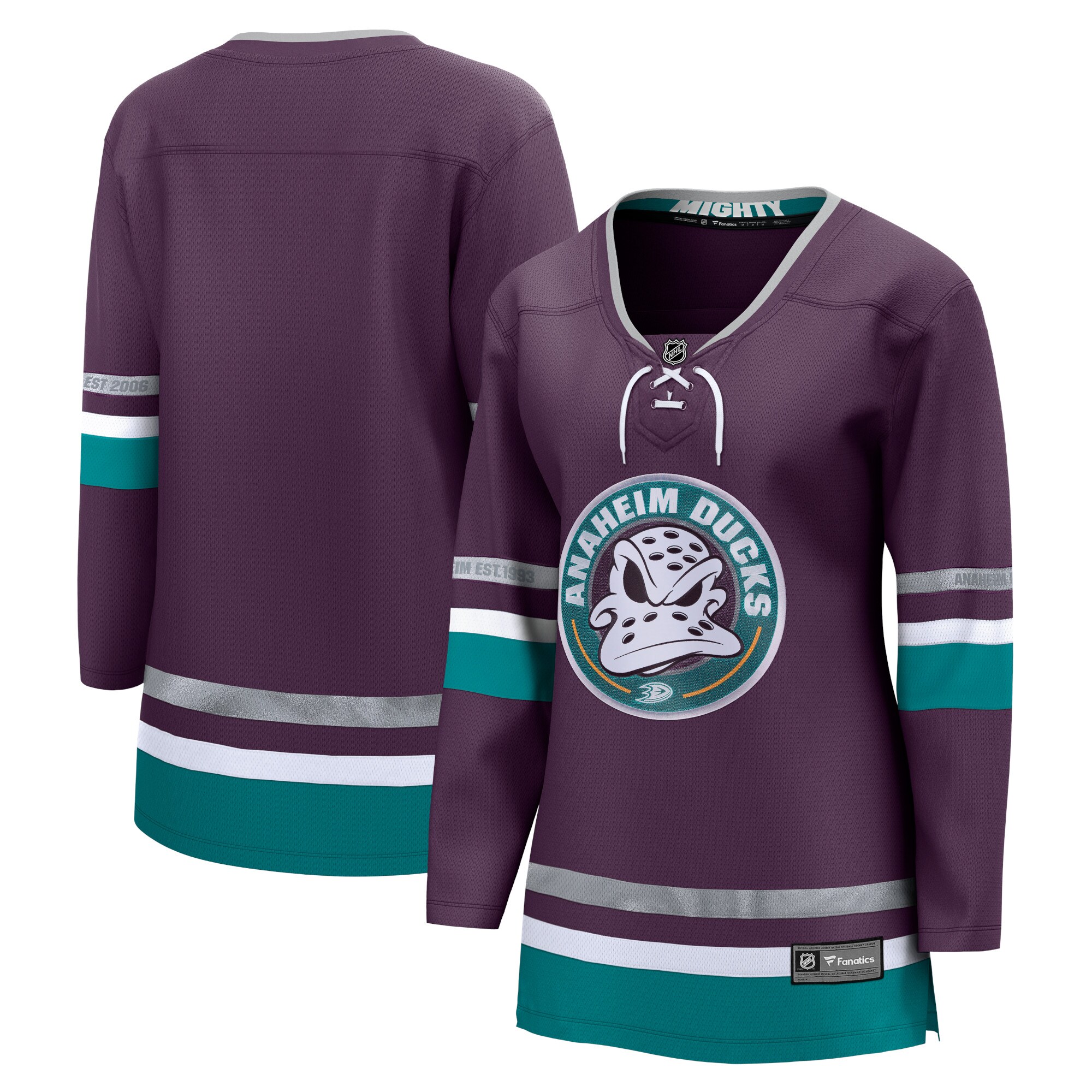 Anaheim Ducks Fanatics Women's 30th Anniversary Premier Breakaway Jersey Purple