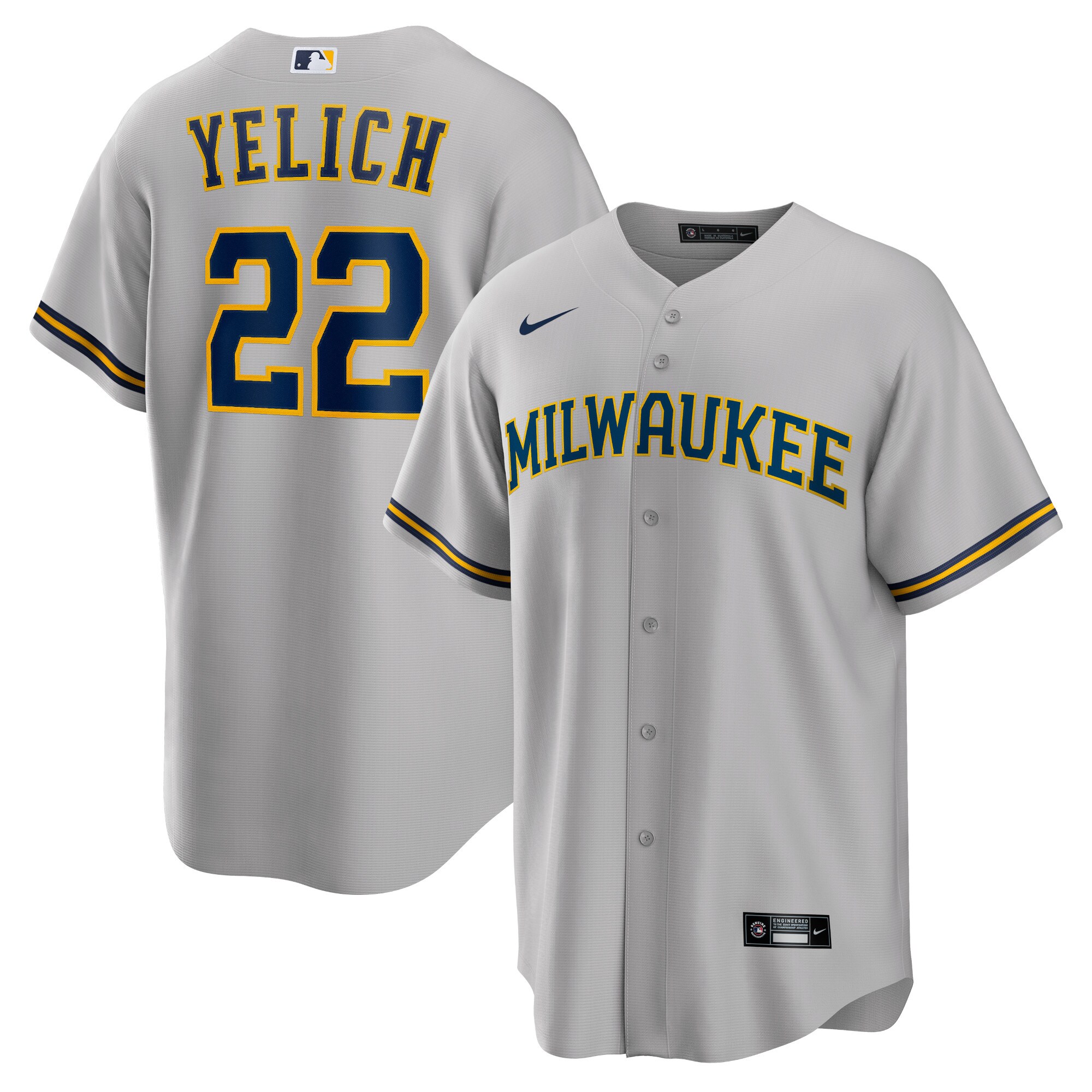Christian Yelich Milwaukee Brewers Alternate Replica Player Jersey - Gray