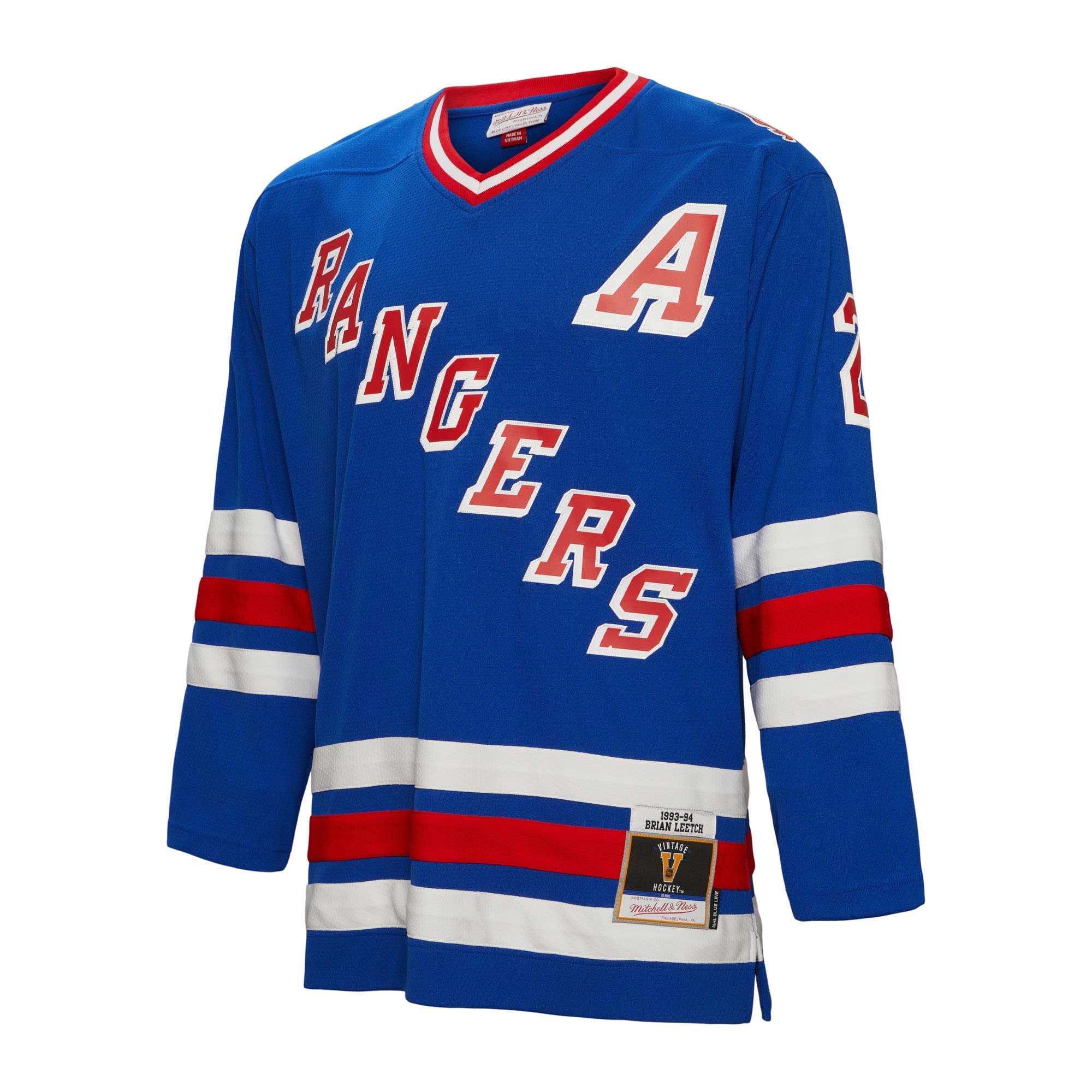 Brian Leetch New York Rangers Mitchell & Ness Alternate Captain Patch 1993\/94 Blue Line Player Jersey - Blue