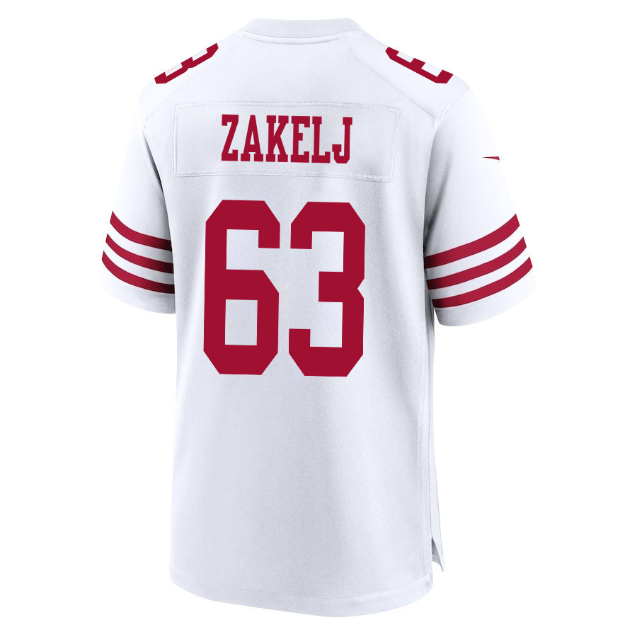 Nick Zakelj 63 San Francisco 49ers Super Bowl LVIII Patch Game Men Jersey - White